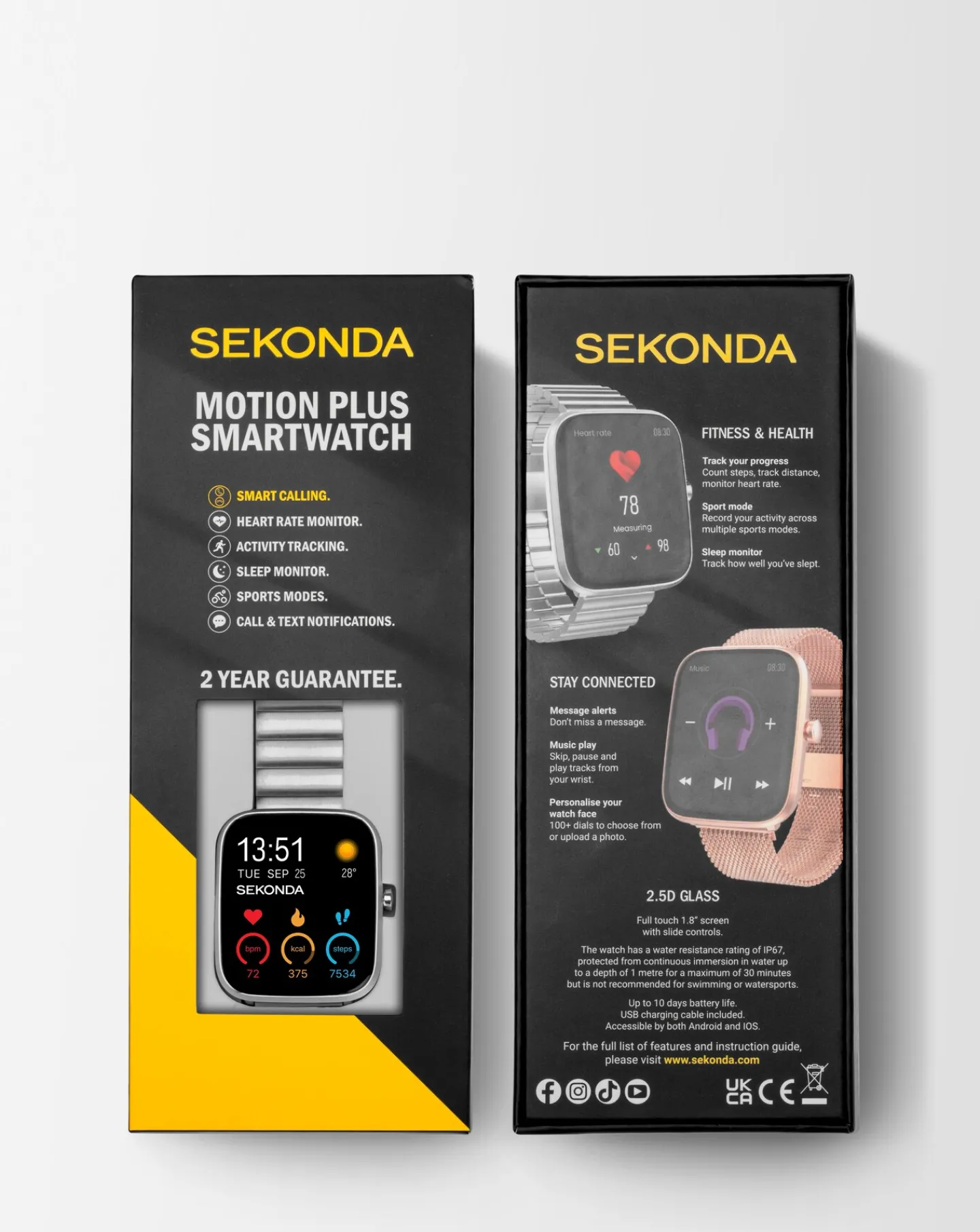 SEKONDA Motion Plus Smart Watch - Alloy Case & Stainless Steel Bracelet
