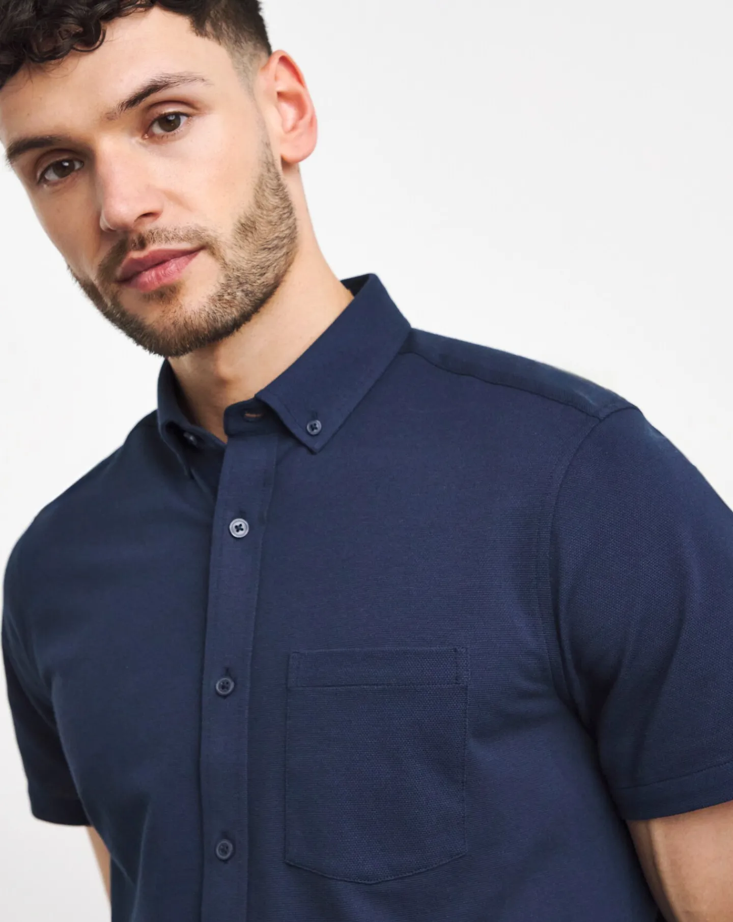 Jacamo Short Sleeve Button Down Pique