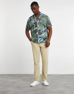 Jacamo Short Sleeve Floral Print Cuban Collar Shirt