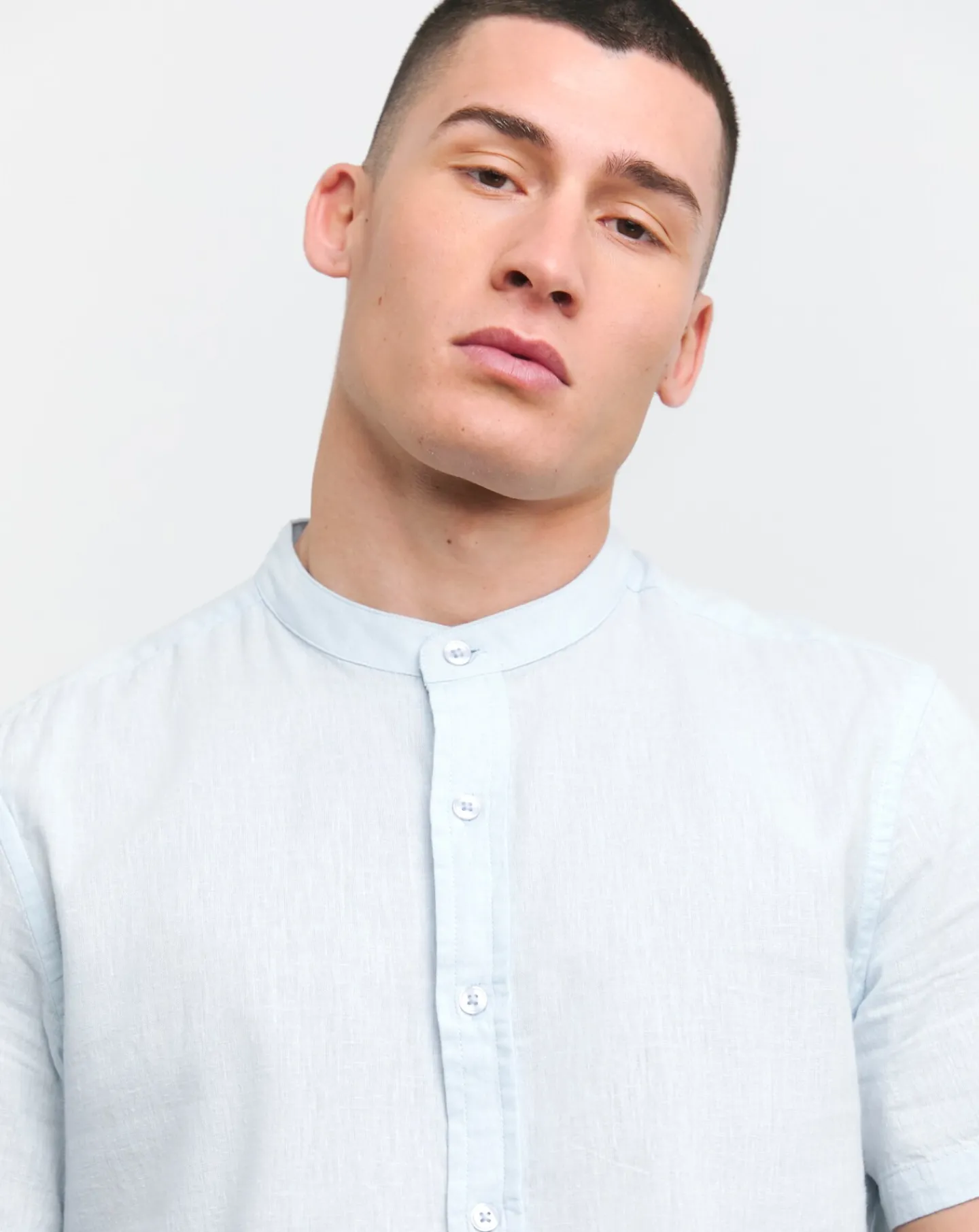 Jacamo Short Sleeve Grandad Linen Shirt