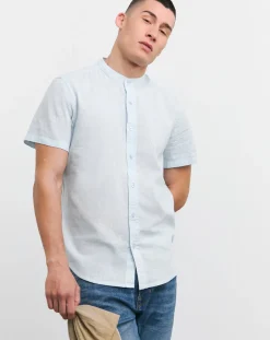 Jacamo Short Sleeve Grandad Linen Shirt