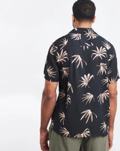 Jacamo Short Sleeve Leaf Print Cuban Collar Shirt