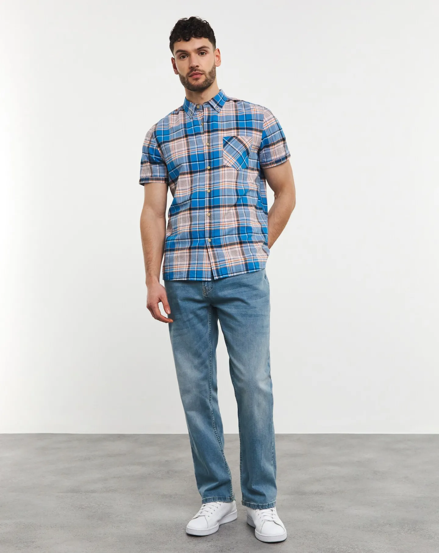 Jacamo Short Sleeve Oxford Check Shirt