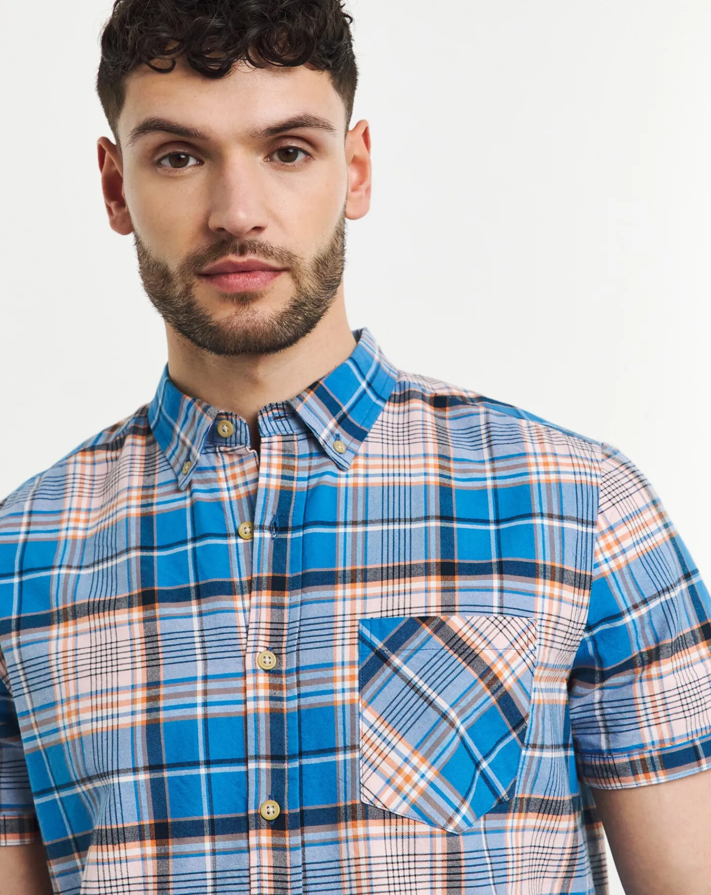 Jacamo Short Sleeve Oxford Check Shirt