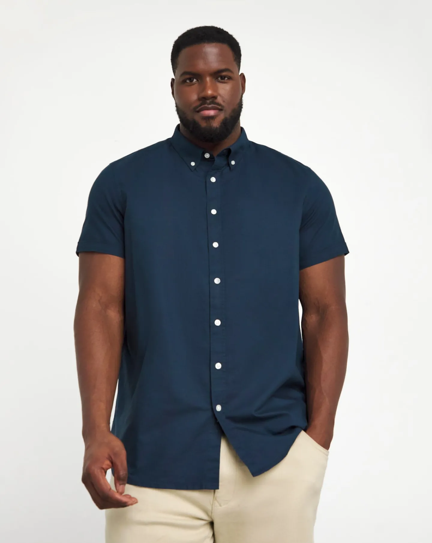 Jacamo Short Sleeve Oxford Shirt Long Length