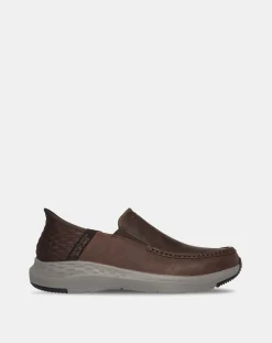 SKECHERS Parson Moc Toe Leather Slip Ins