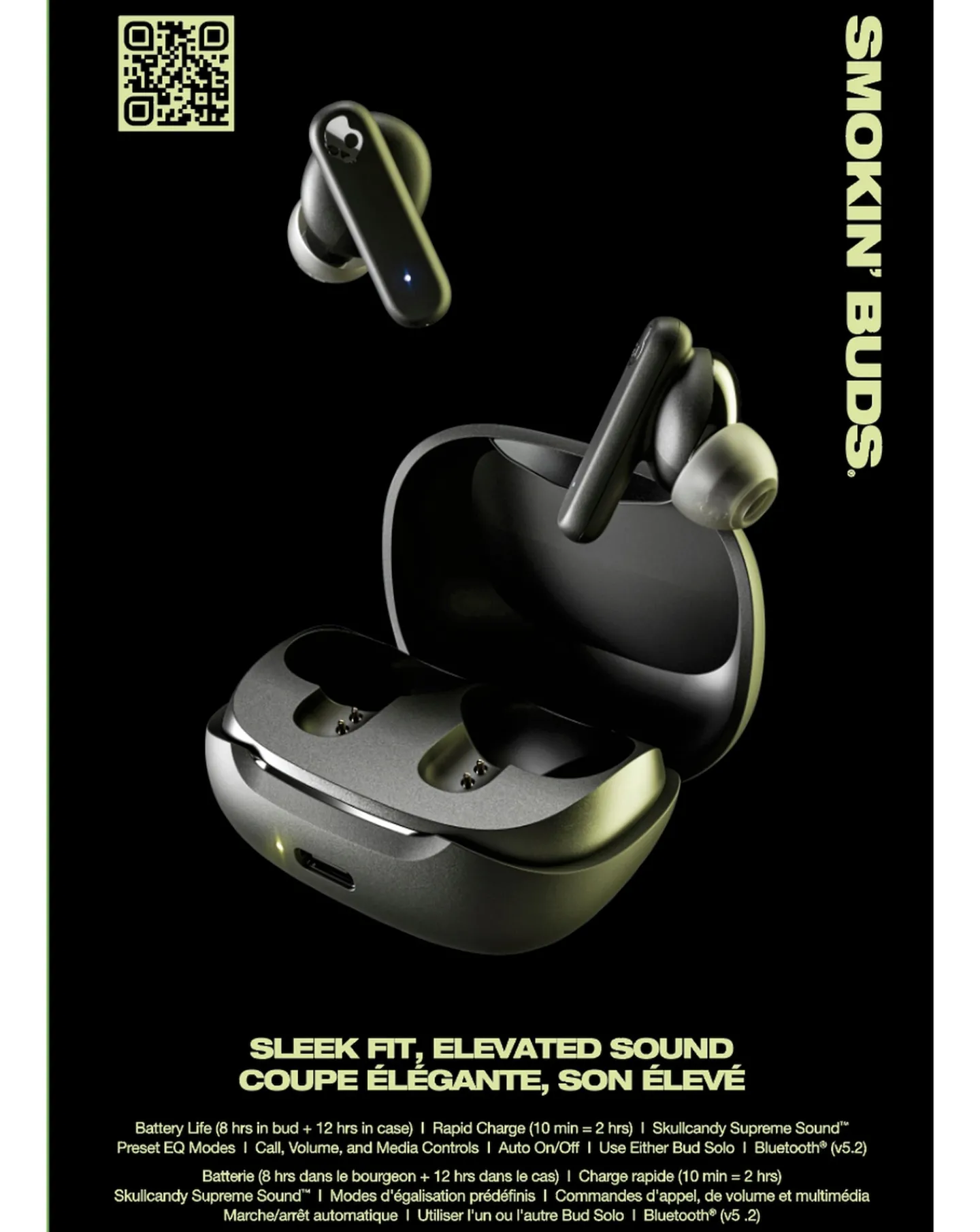 Skullcandy Smokin' Buds True Wireless Earbuds - True Black