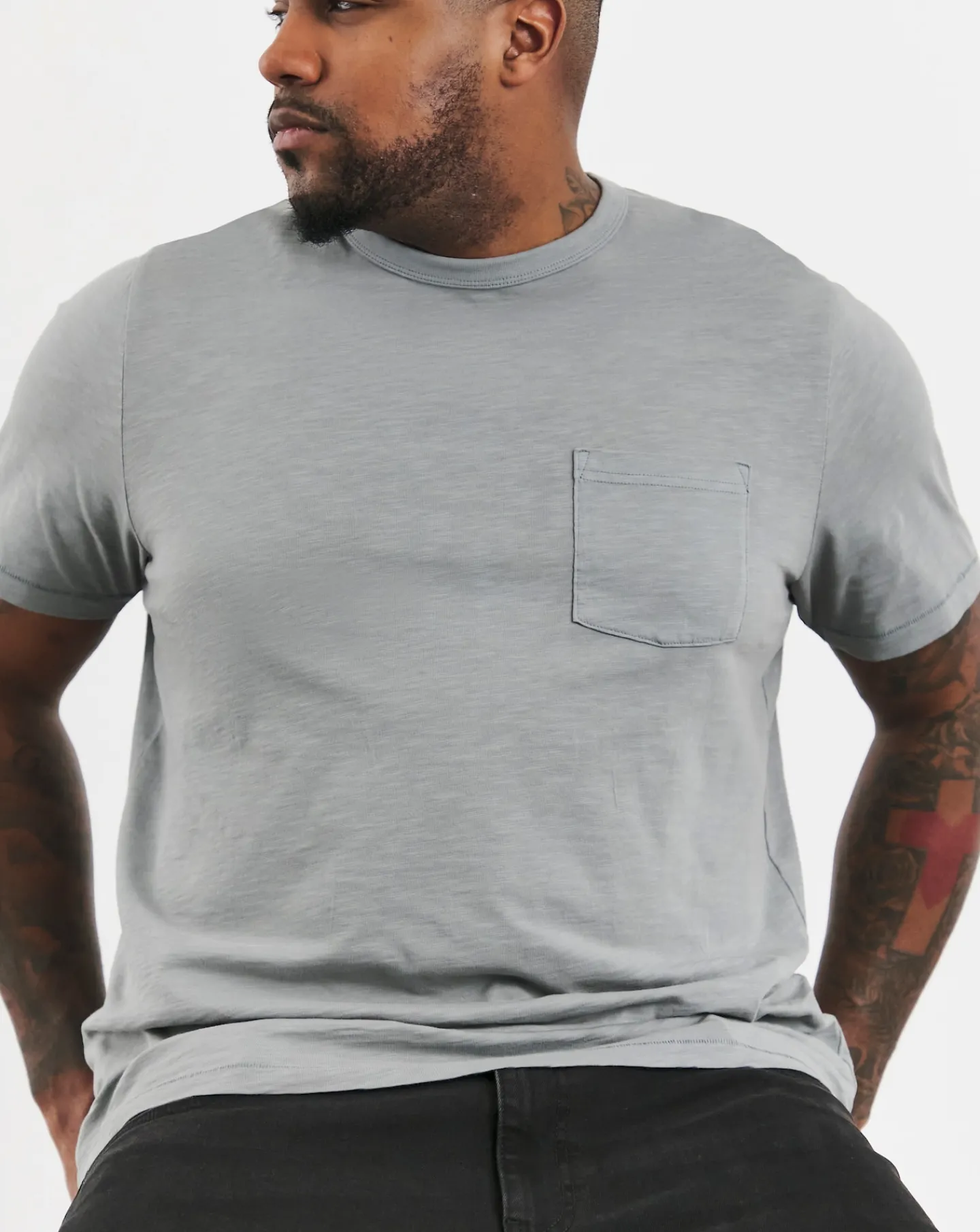 Jacamo Slub Garment Dyed Pocket T-Shirt