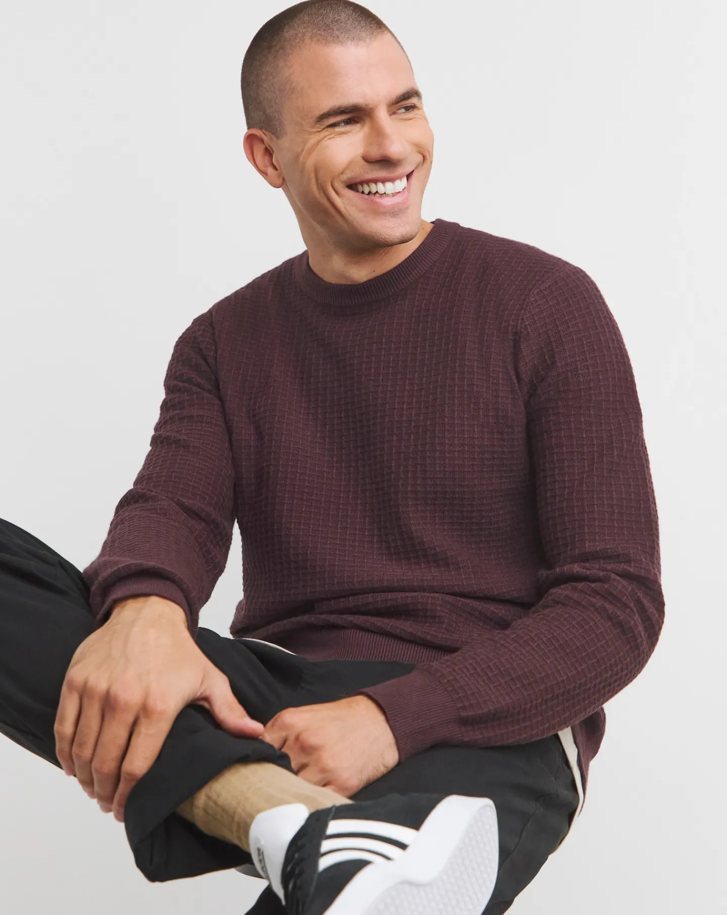 Jacamo Soft Touch Grid Crew Neck Jumper with Ecovero