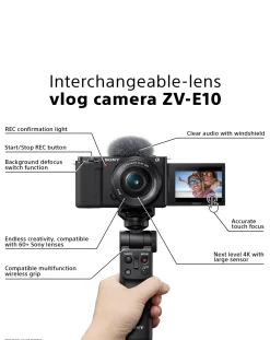 Sony Alpha ZV-E10L Vlogging Camera with 16-50mm Power Zoom Lens