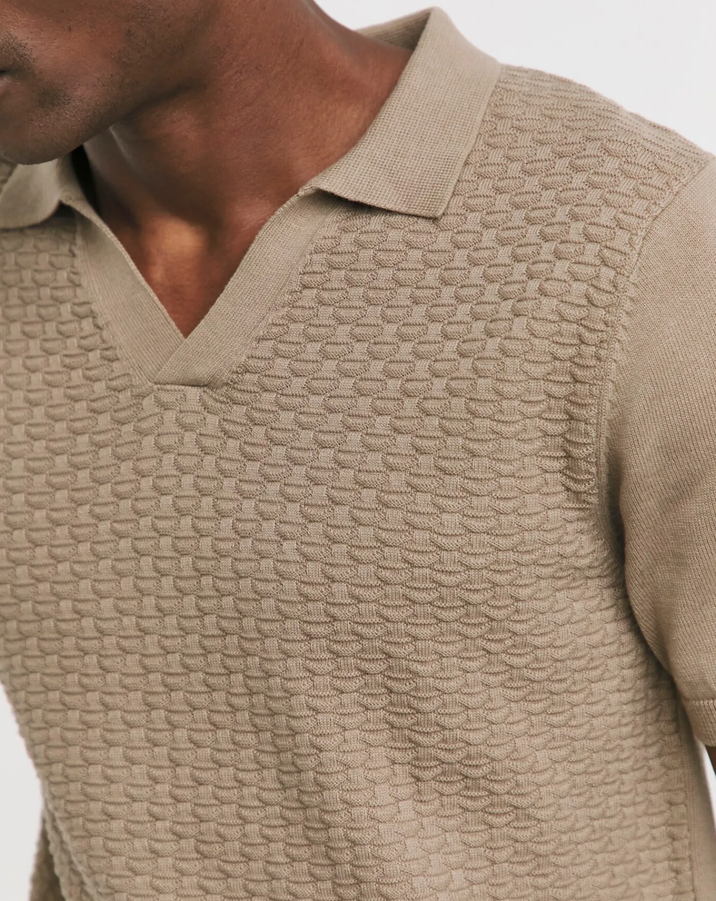 Jacamo Short Sleeve Textured Revere Knit Polo