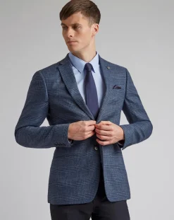 Ted Baker Slim Fit Linen Blend Check Jacket Reg