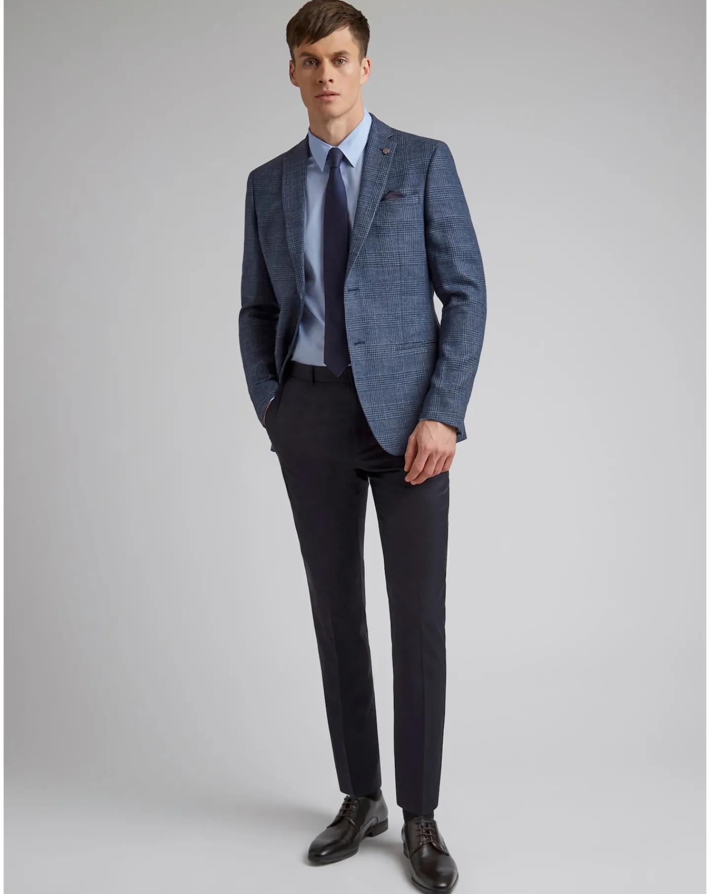 Ted Baker Slim Fit Linen Blend Check Jacket Reg