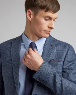 Ted Baker Slim Fit Linen Blend Check Jacket Reg