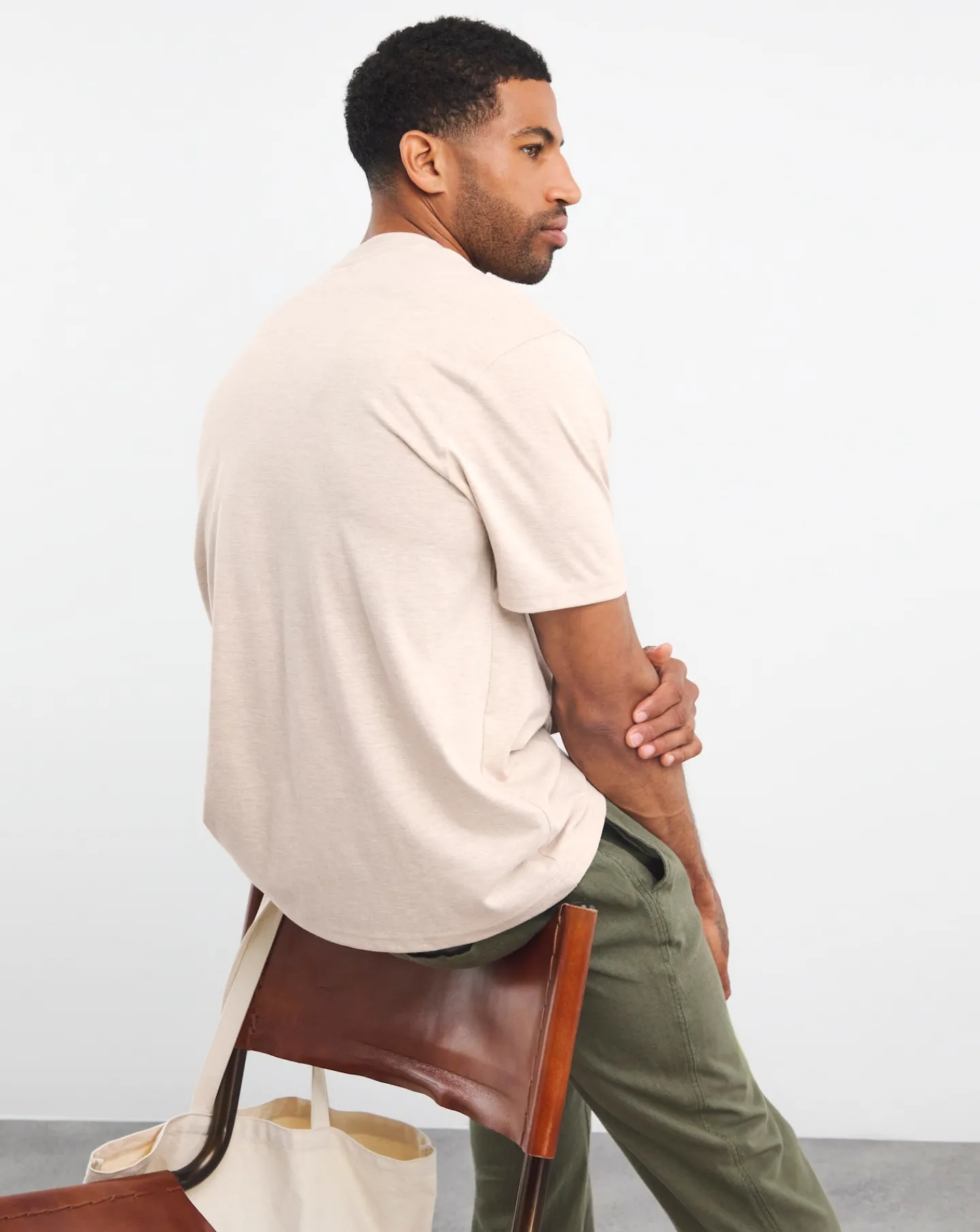 Jacamo Textured Marl Relaxed Fit Pocket T-Shirt Long