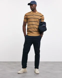 Jacamo Textured Stripe Knitted Polo