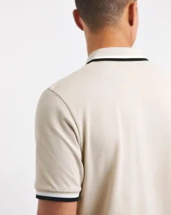 Jacamo Tipped Pique Polo Long