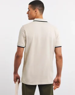 Jacamo Tipped Pique Polo Long