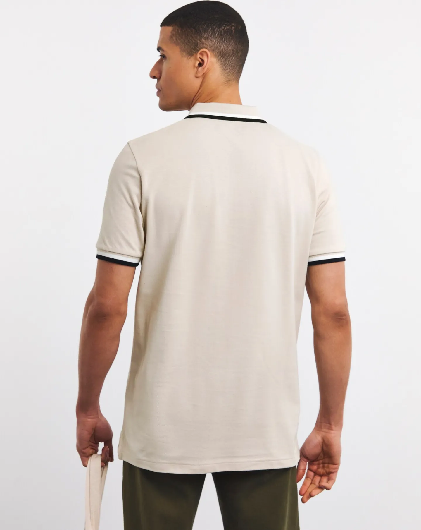 Jacamo Tipped Pique Polo Long