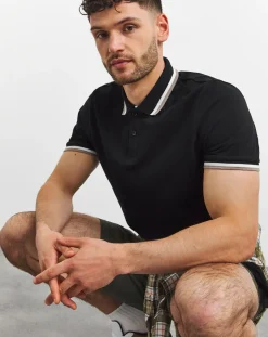 Jacamo Tipped Pique Polo Long