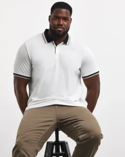 Jacamo Tipped Pique Polo Long