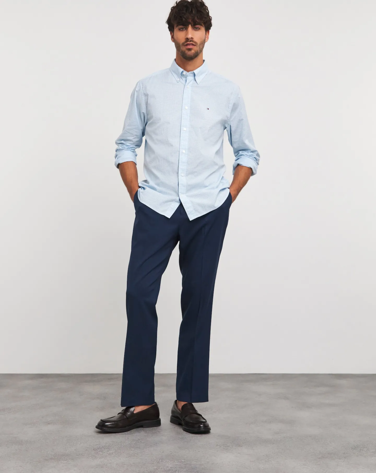 Tommy Hilfiger Blue Stripe Soft Flex Long Sleeve Shirt