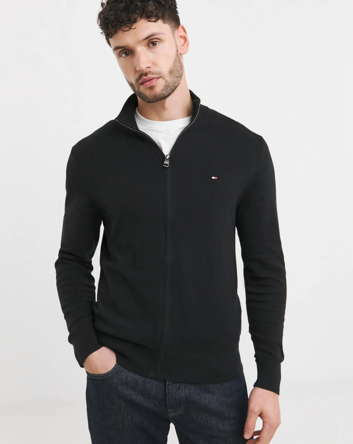 Tommy Hilfiger Cotton Cashmere Zip Through Cardigan
