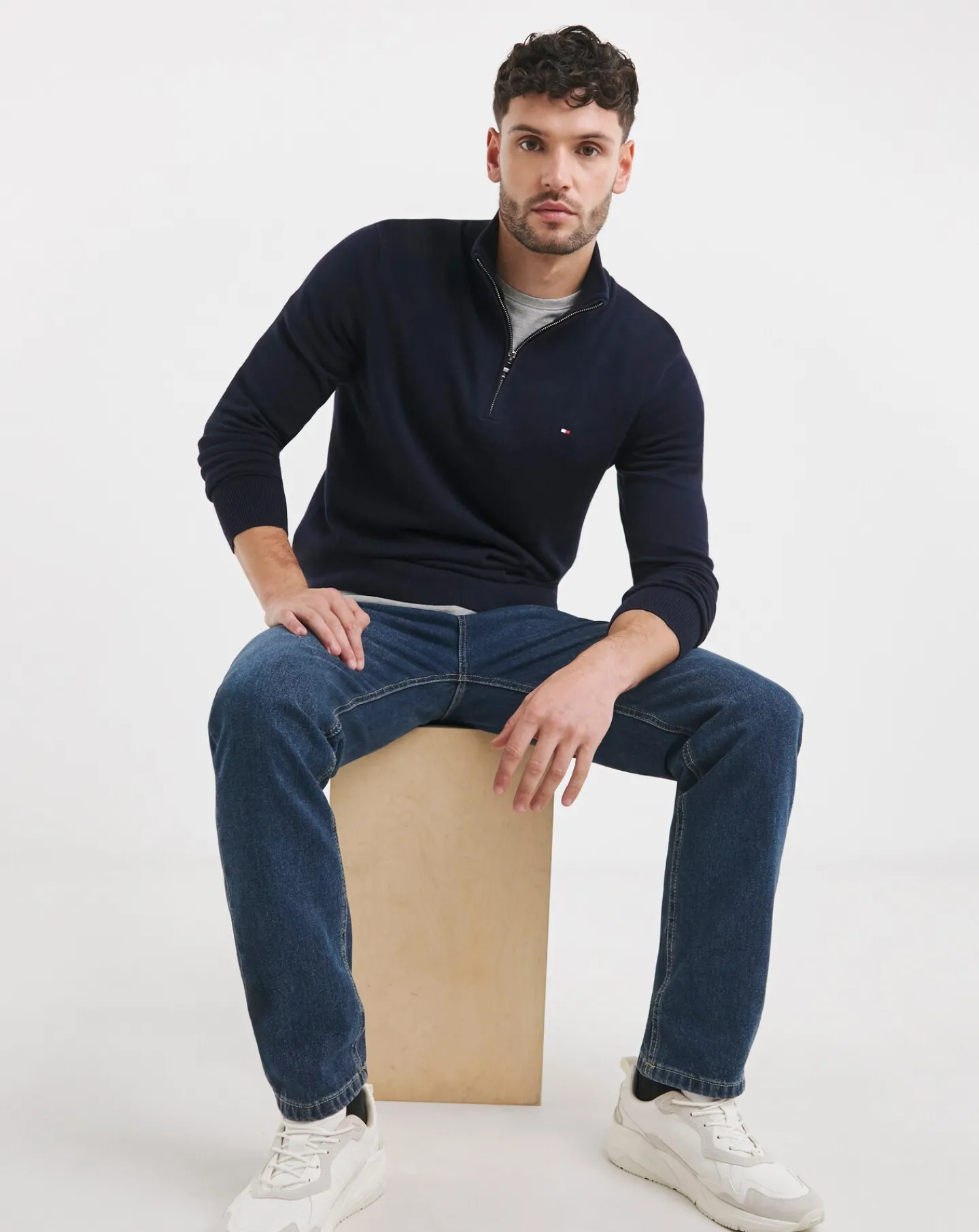 Tommy Hilfiger Cotton Cashmere Quarter Zip Jumper