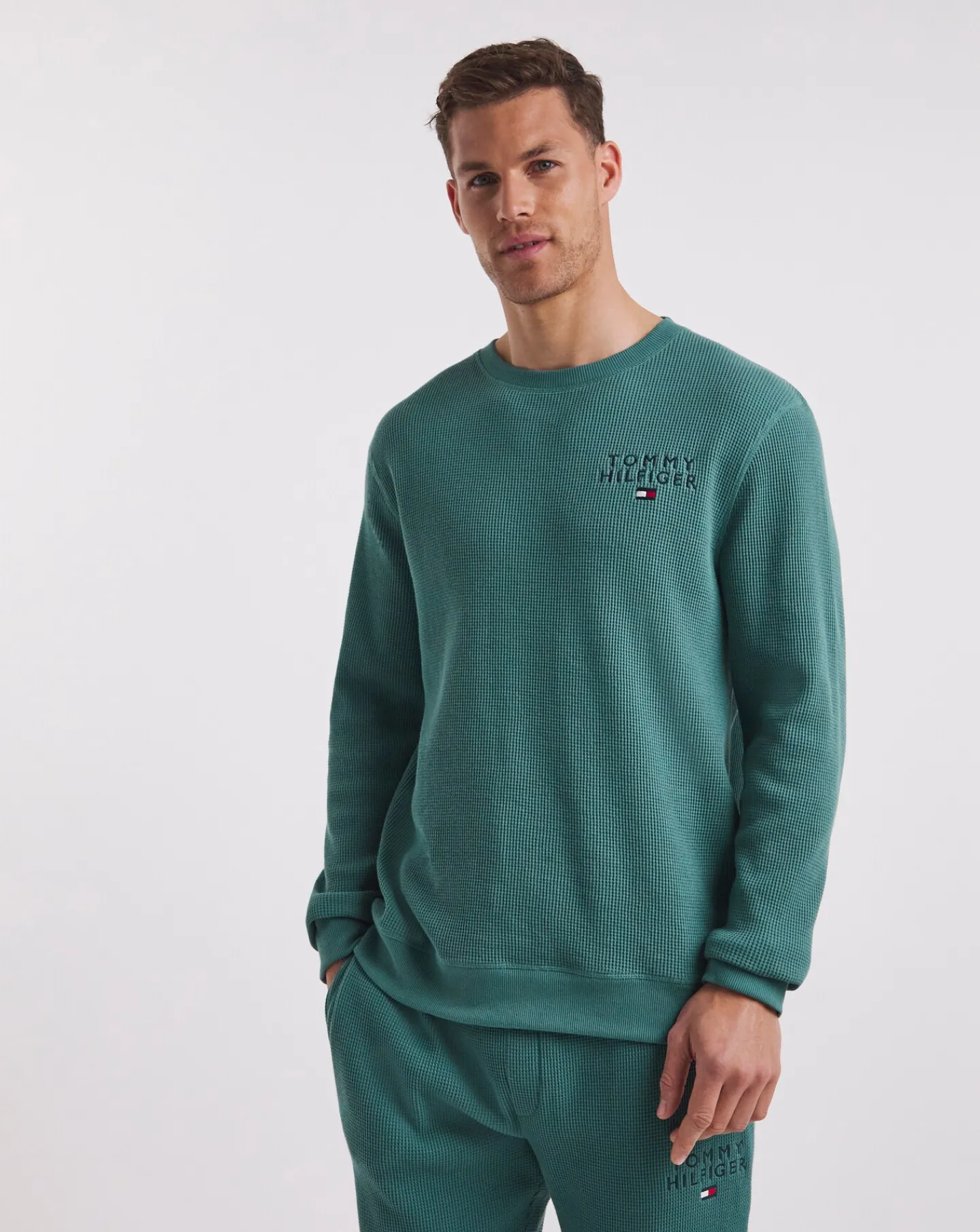 Tommy Hilfiger Green Waffle Lounge Top
