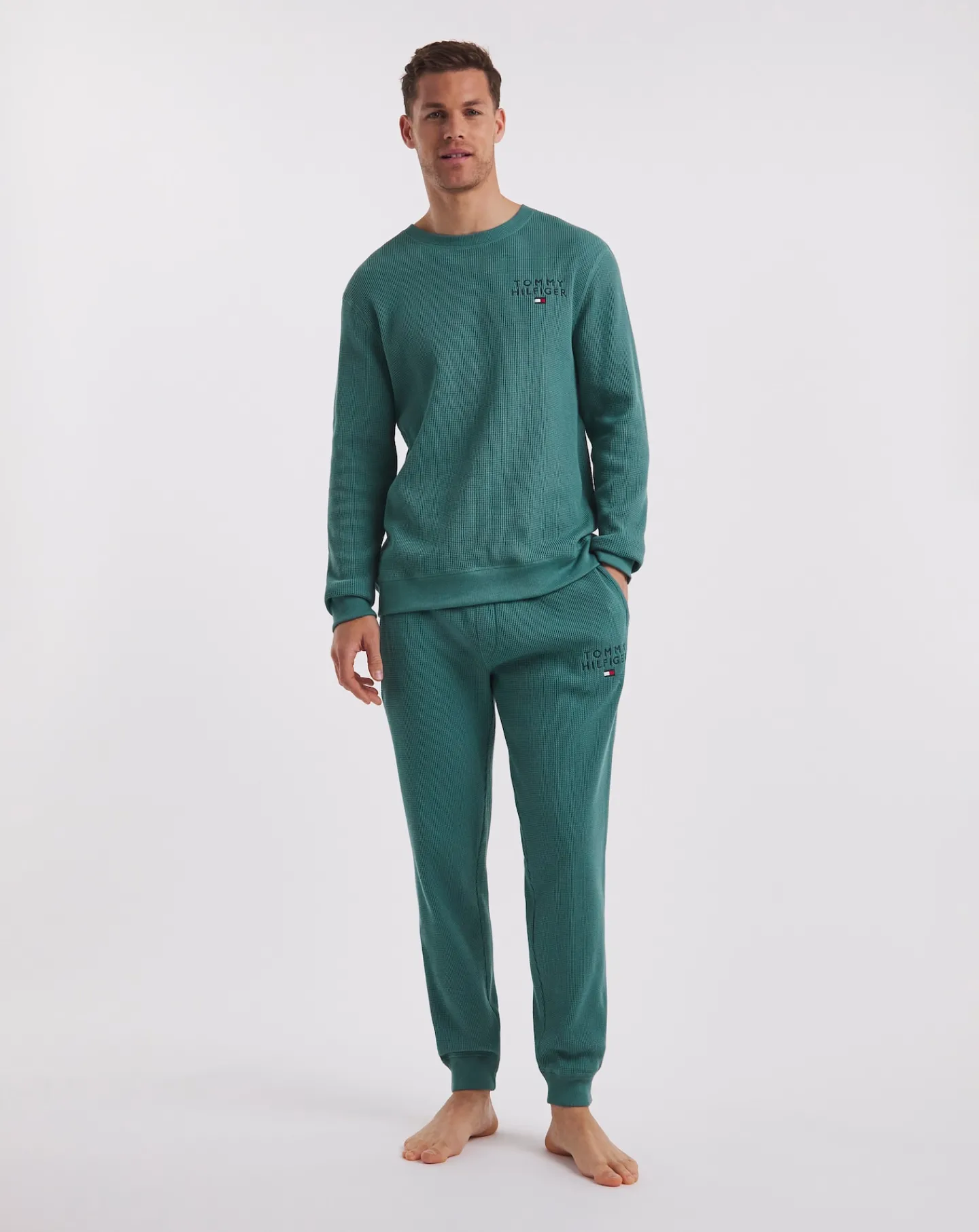 Tommy Hilfiger Green Waffle Lounge Top