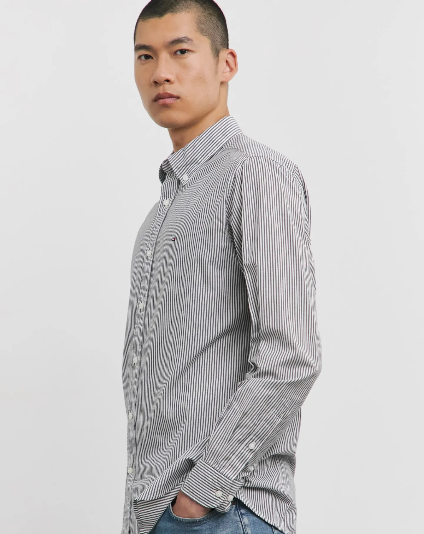 Tommy Hilfiger Navy Easy Stripe Long Sleeve Shirt