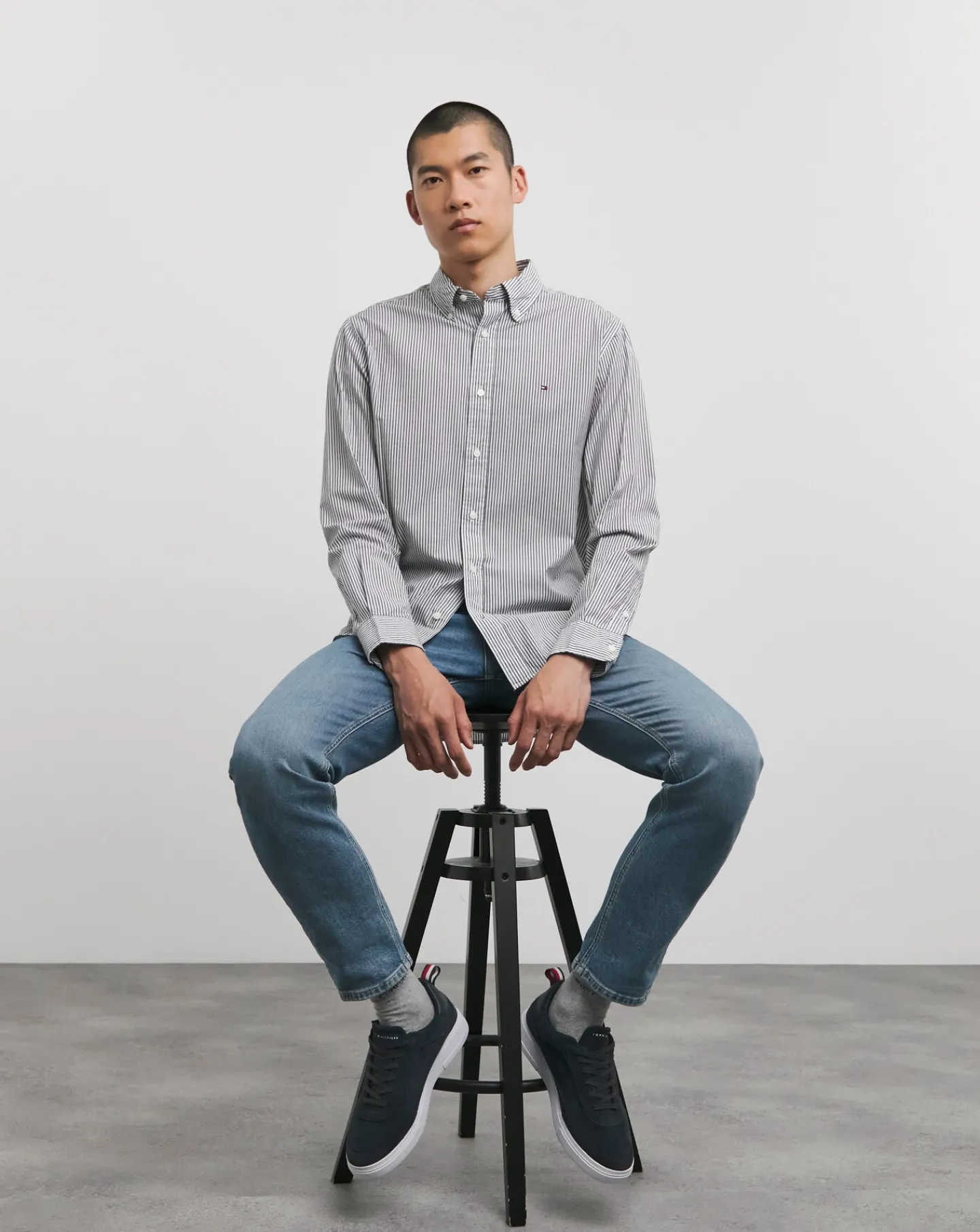 Tommy Hilfiger Navy Easy Stripe Long Sleeve Shirt