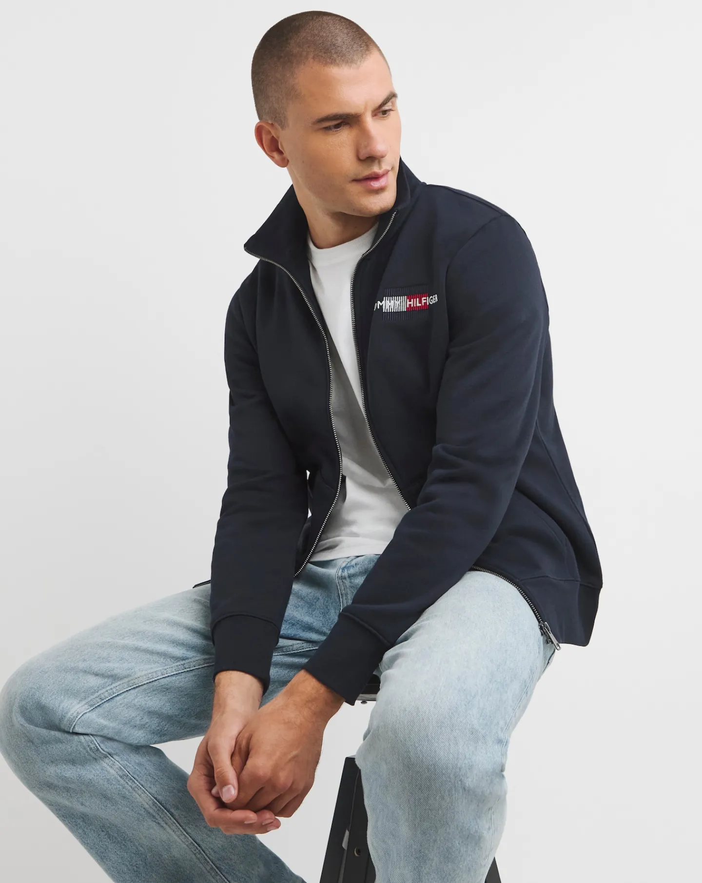 Tommy Hilfiger Flag Embroidered Full Zip Sweatshirt