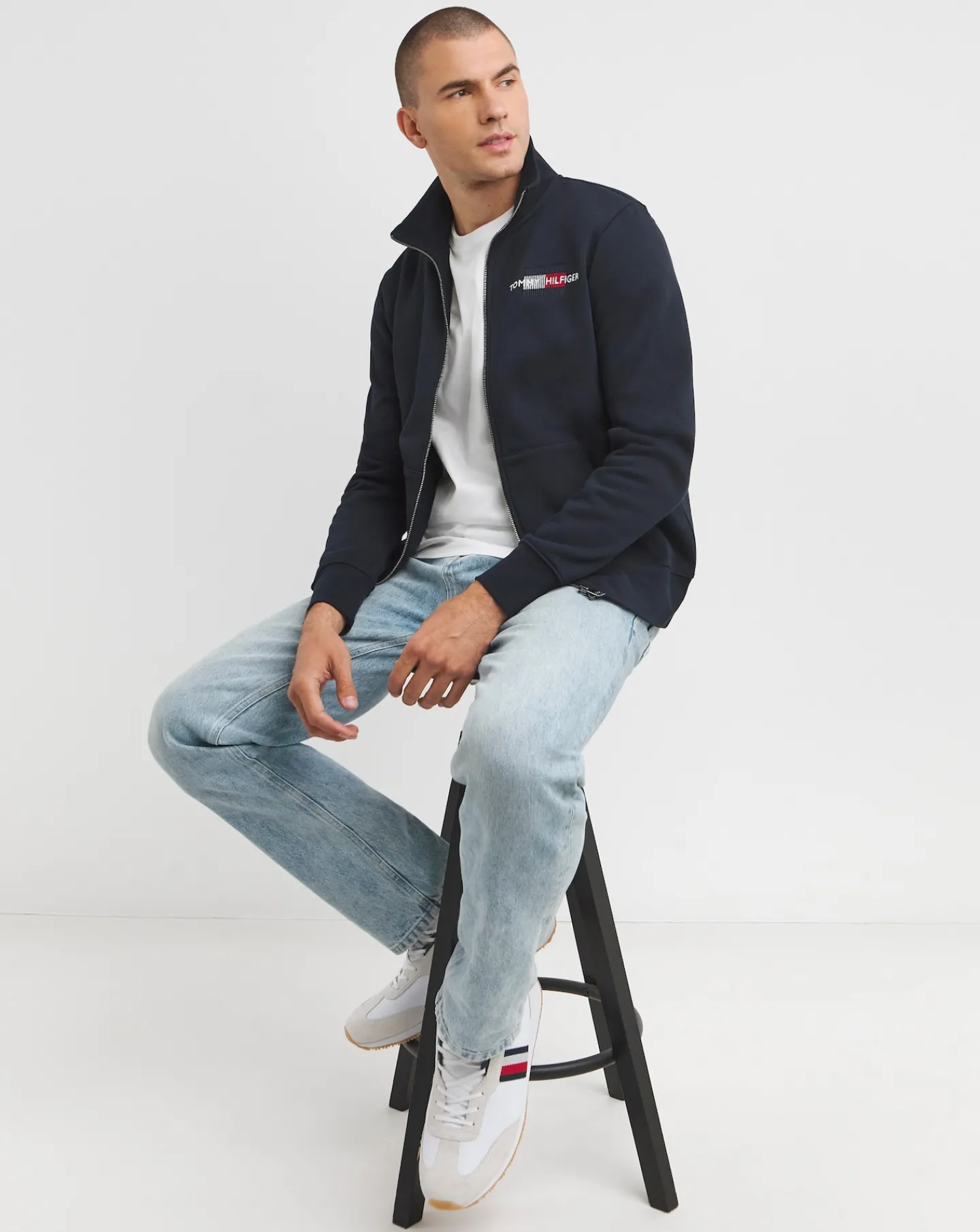 Tommy Hilfiger Flag Embroidered Full Zip Sweatshirt