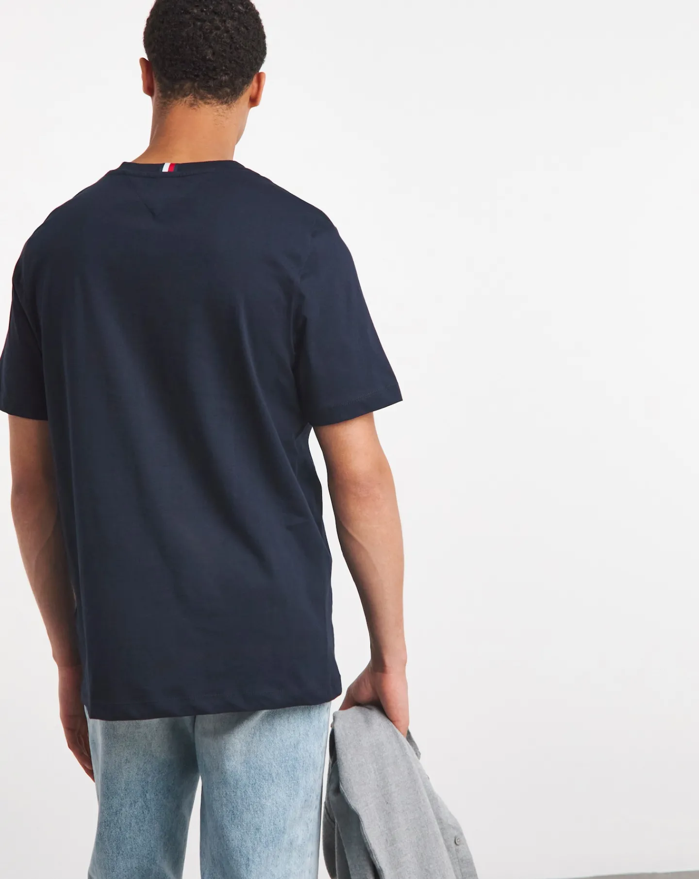 Tommy Hilfiger Striped Chest Logo Navy T-Shirt