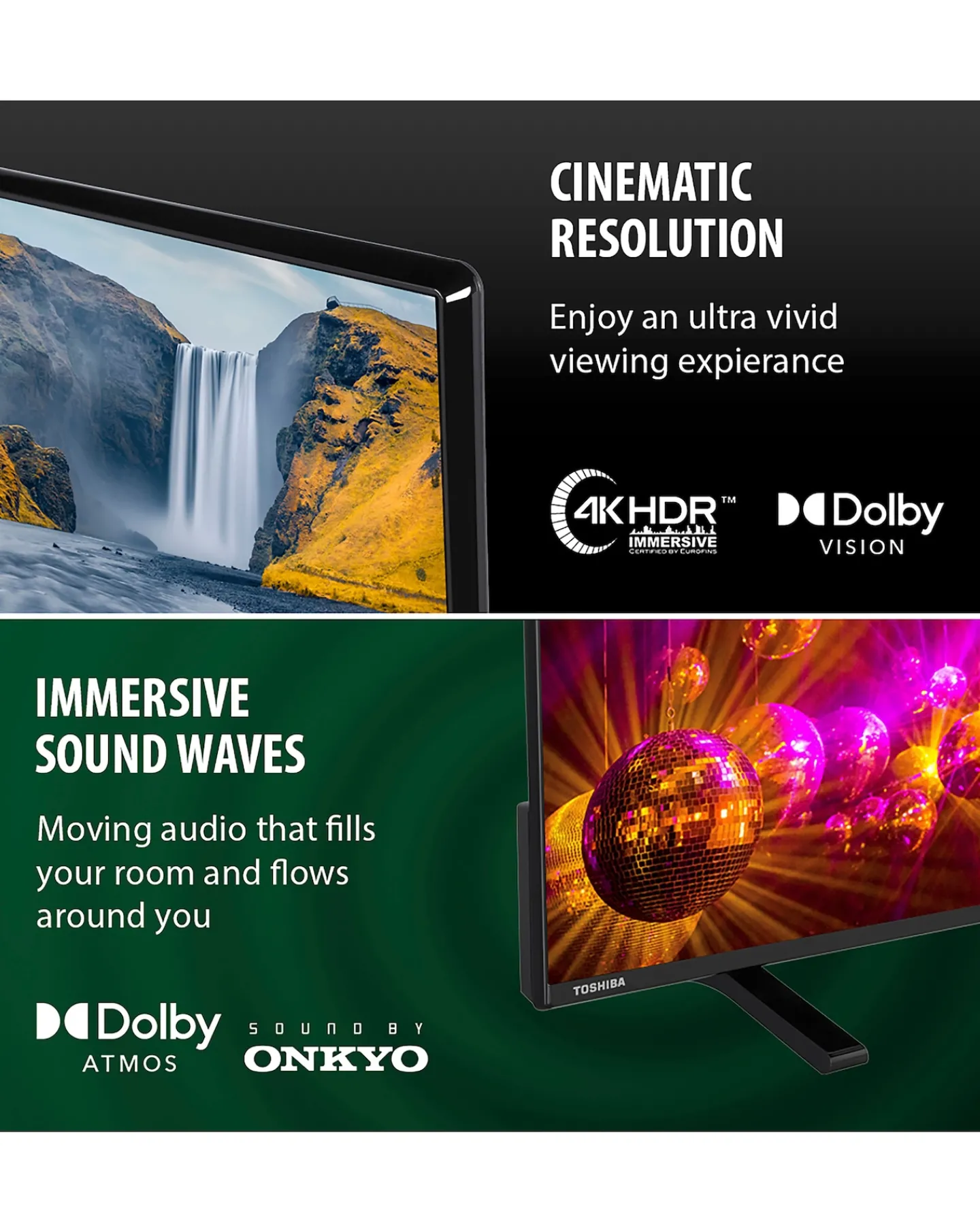 Toshiba 65UV2F53DBU 65in Smart TV 4K UHD HDR LCD Freely TV with Amazon Alexa