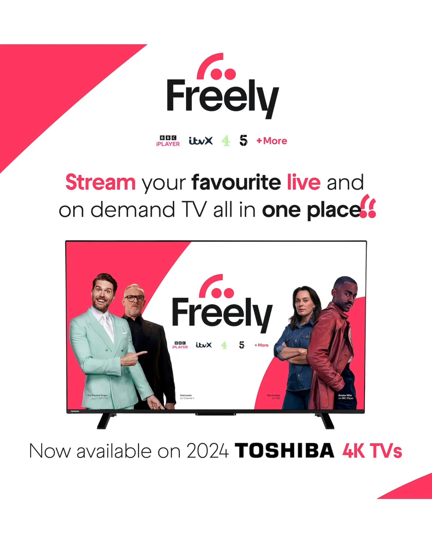 Toshiba 65UV2F53DBU 65in Smart TV 4K UHD HDR LCD Freely TV with Amazon Alexa