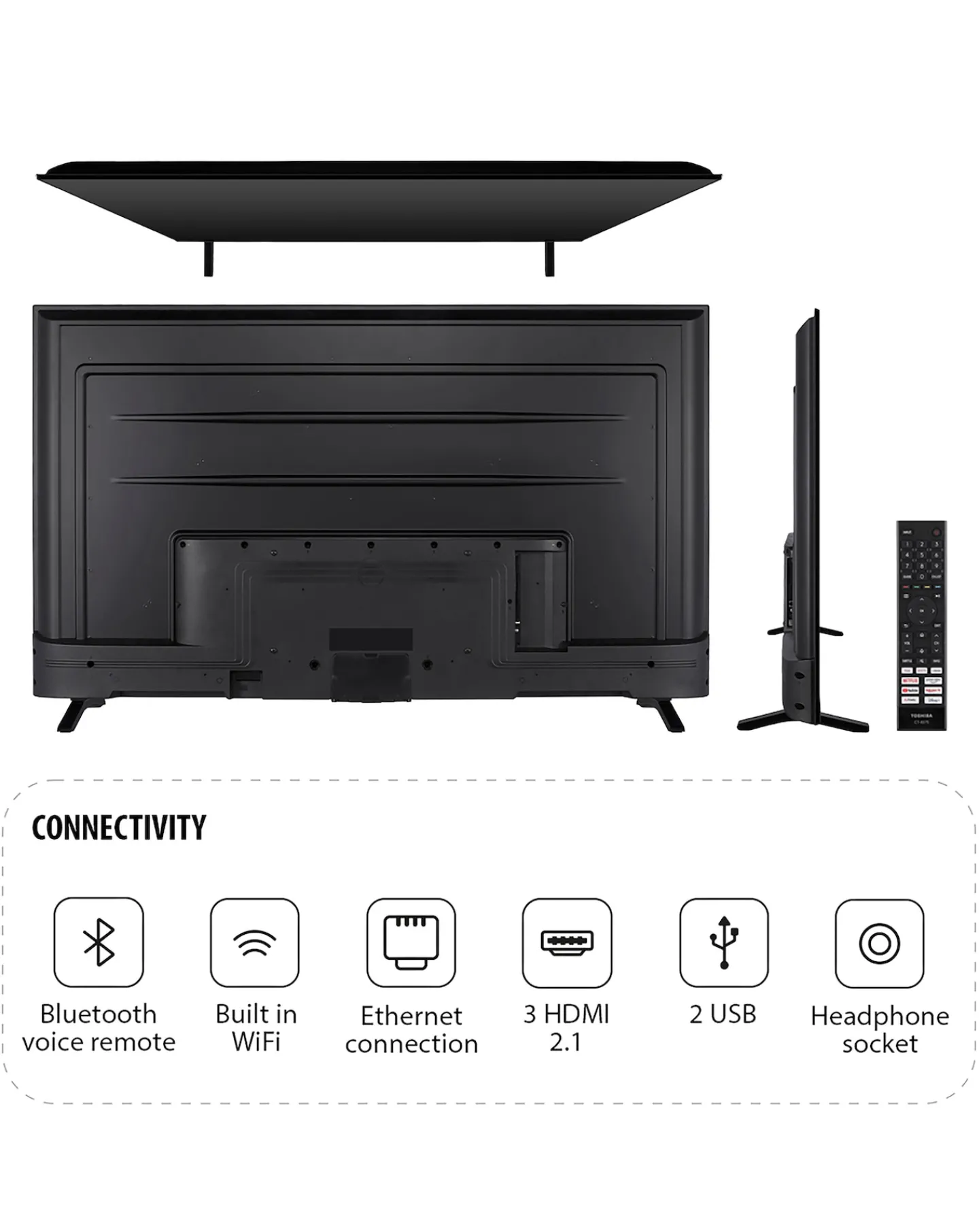 Toshiba 65UV2F53DBU 65in Smart TV 4K UHD HDR LCD Freely TV with Amazon Alexa