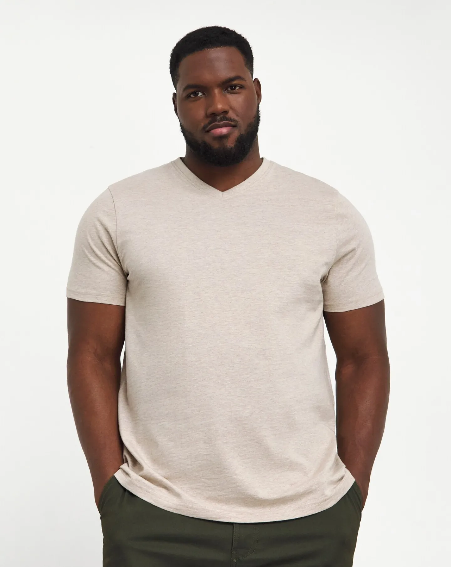 Jacamo V Neck Marl T-Shirt Long