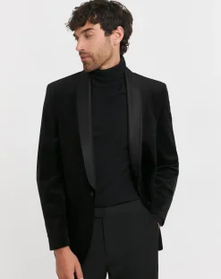 Jacamo Velvet Satin Lapel Blazer Regular