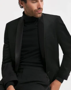 Jacamo Velvet Satin Lapel Blazer Regular