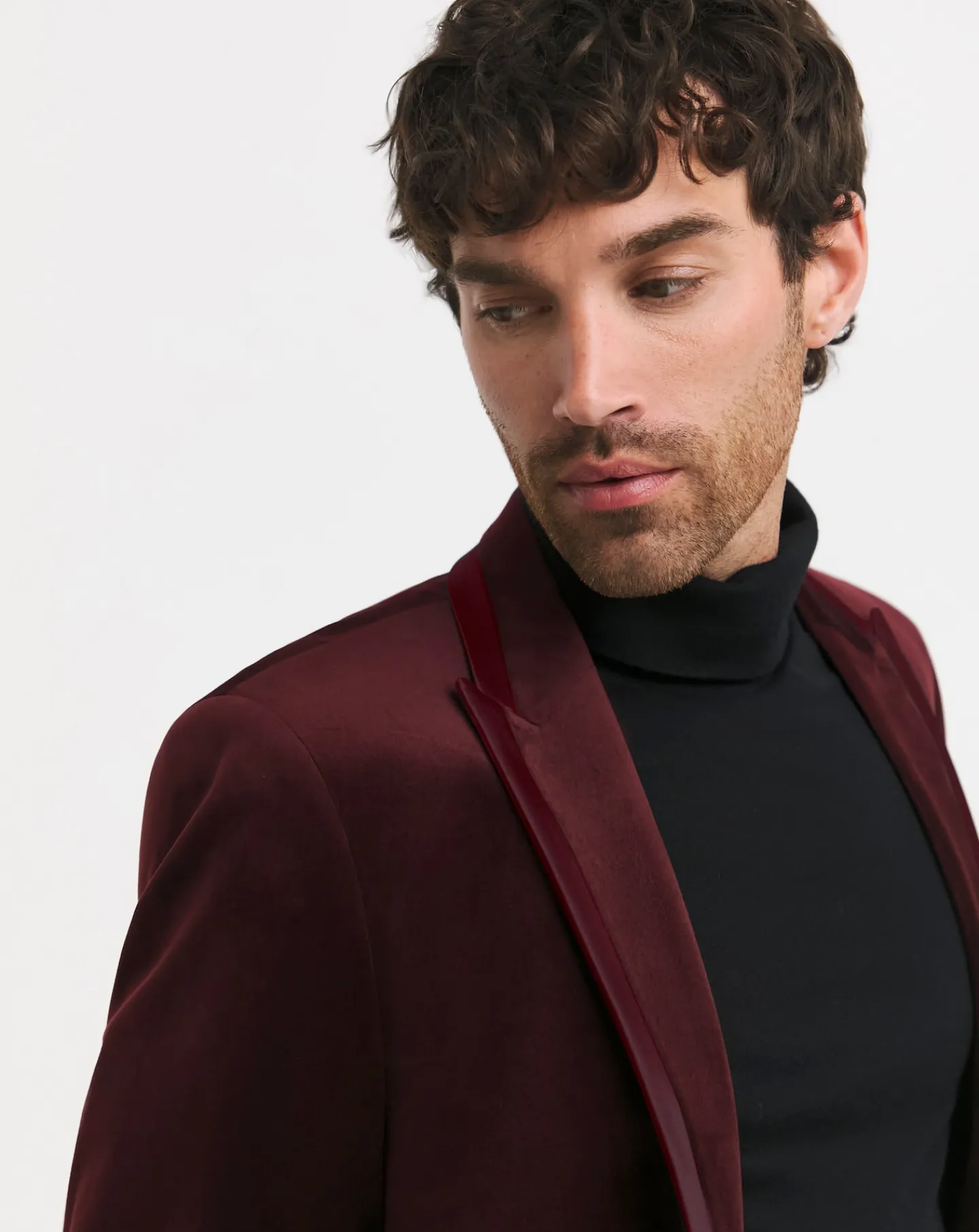 Jacamo Velvet Satin Lapel Blazer Regular