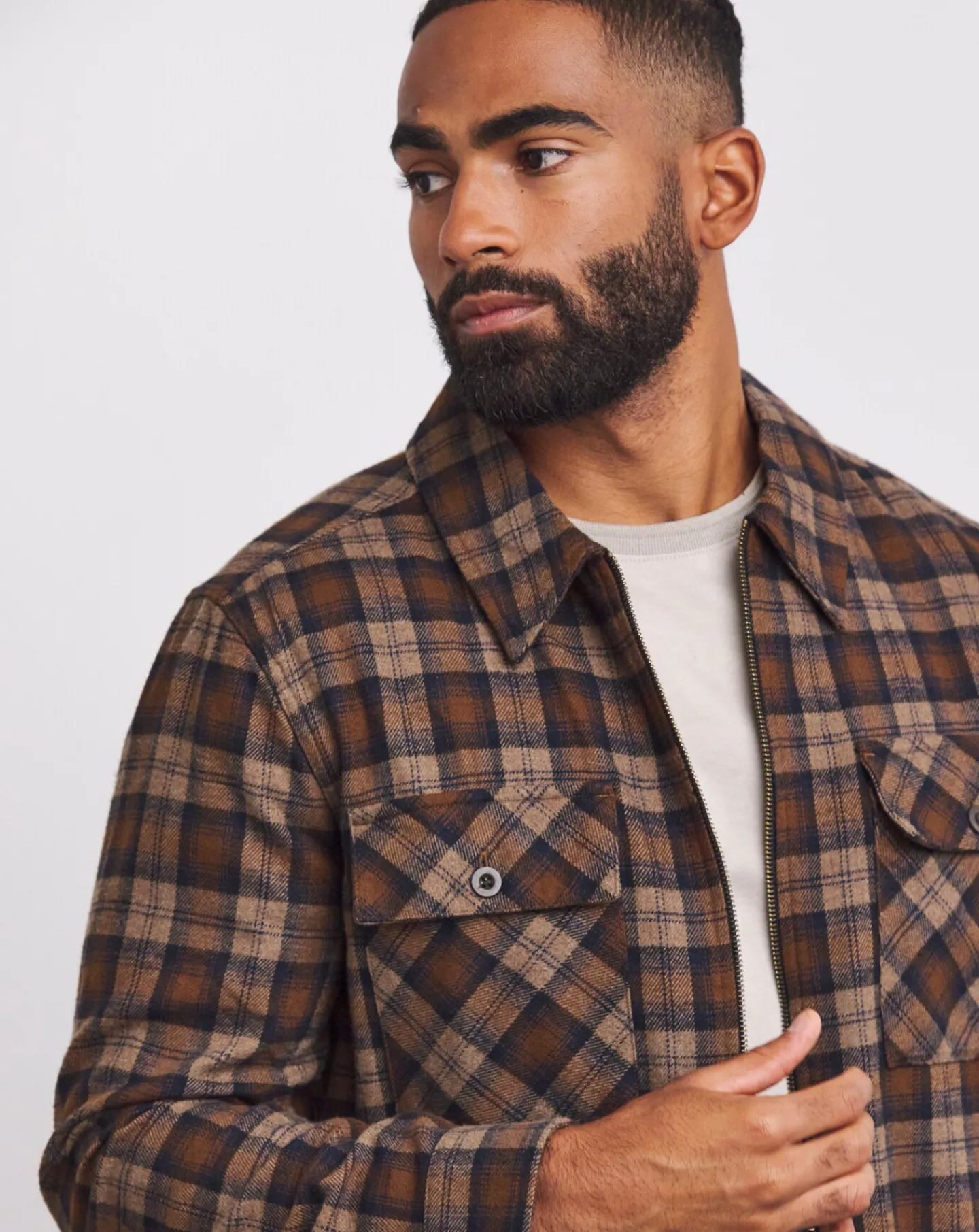 Jacamo Wool Blend Checked Zip Through Overshirt
