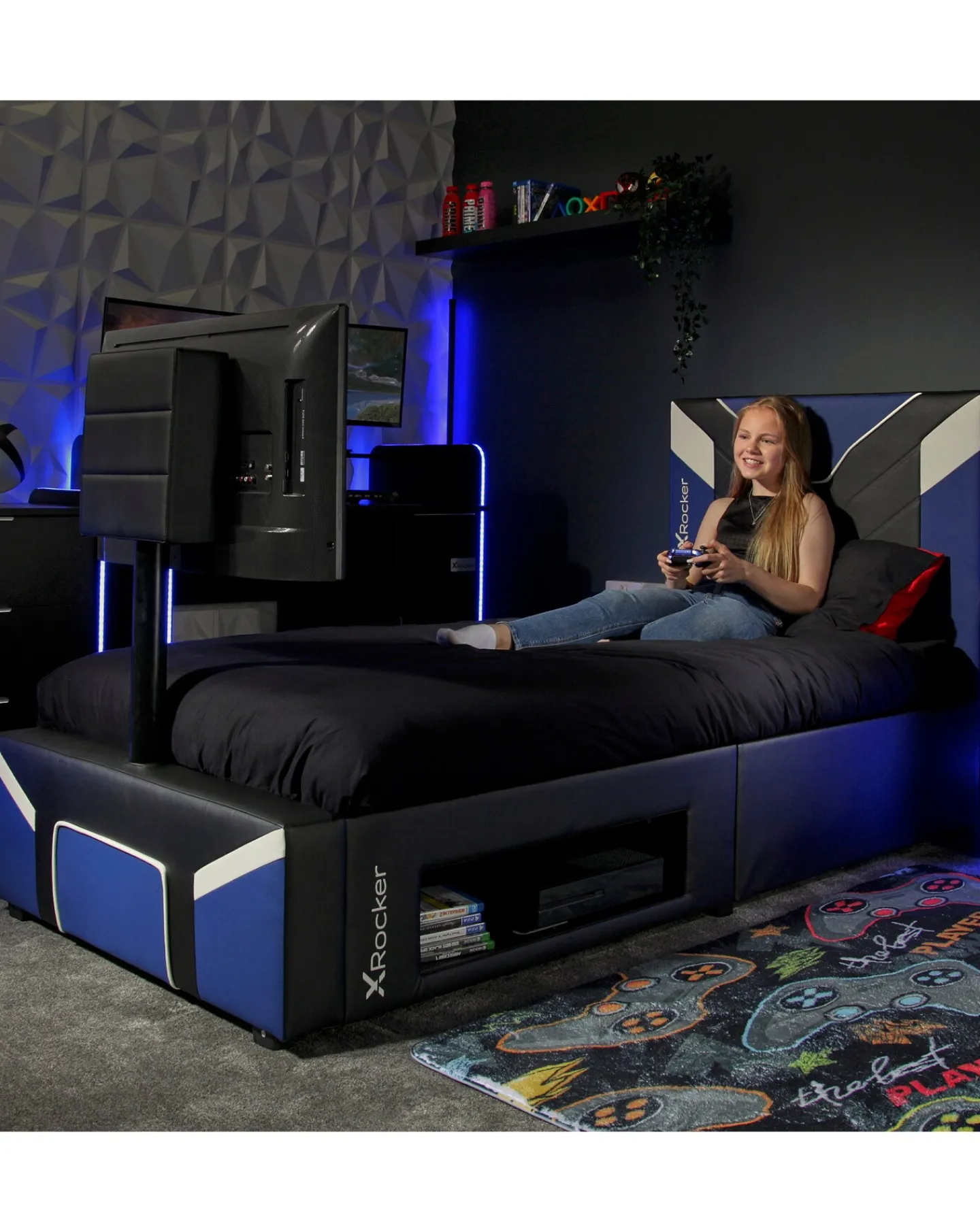 X Rocker Single Cerberus Twist TV Bed -